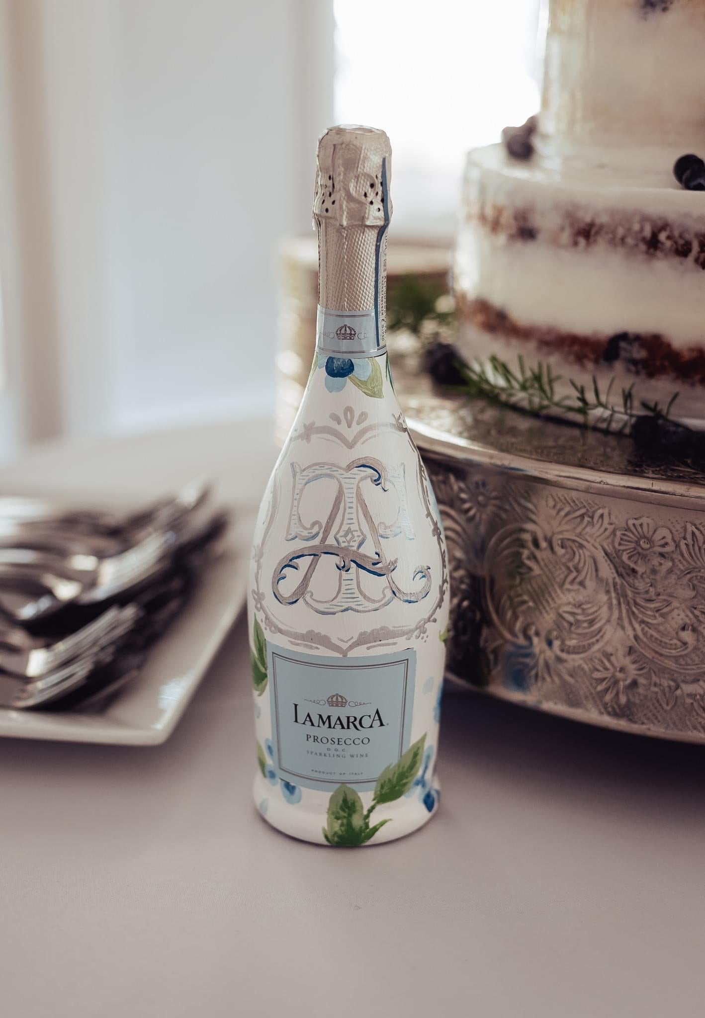 Custom Painted Champagne Bottle